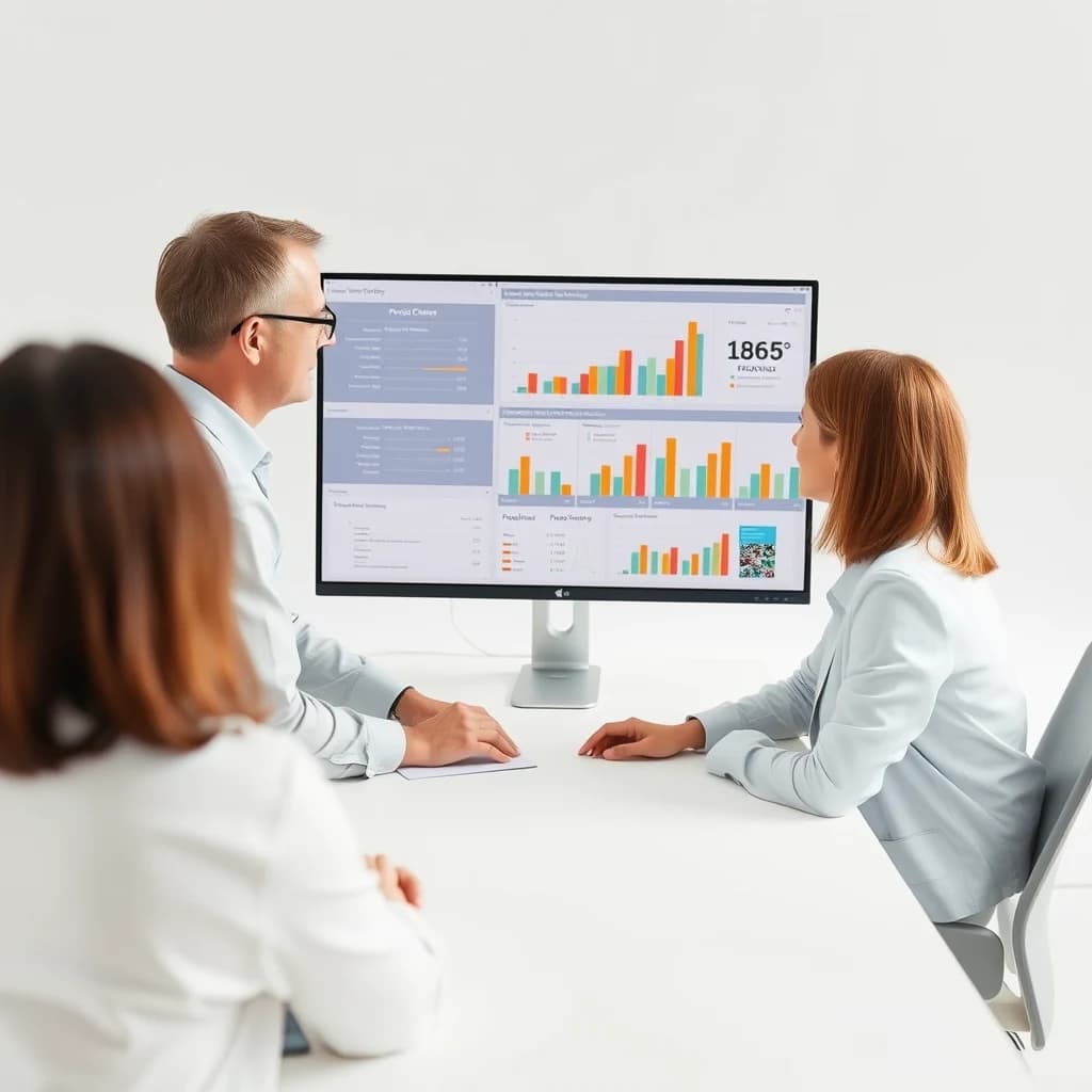 A practice manager studying productivity charts